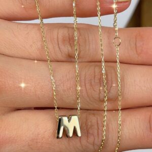 14k gold chain with heart initial